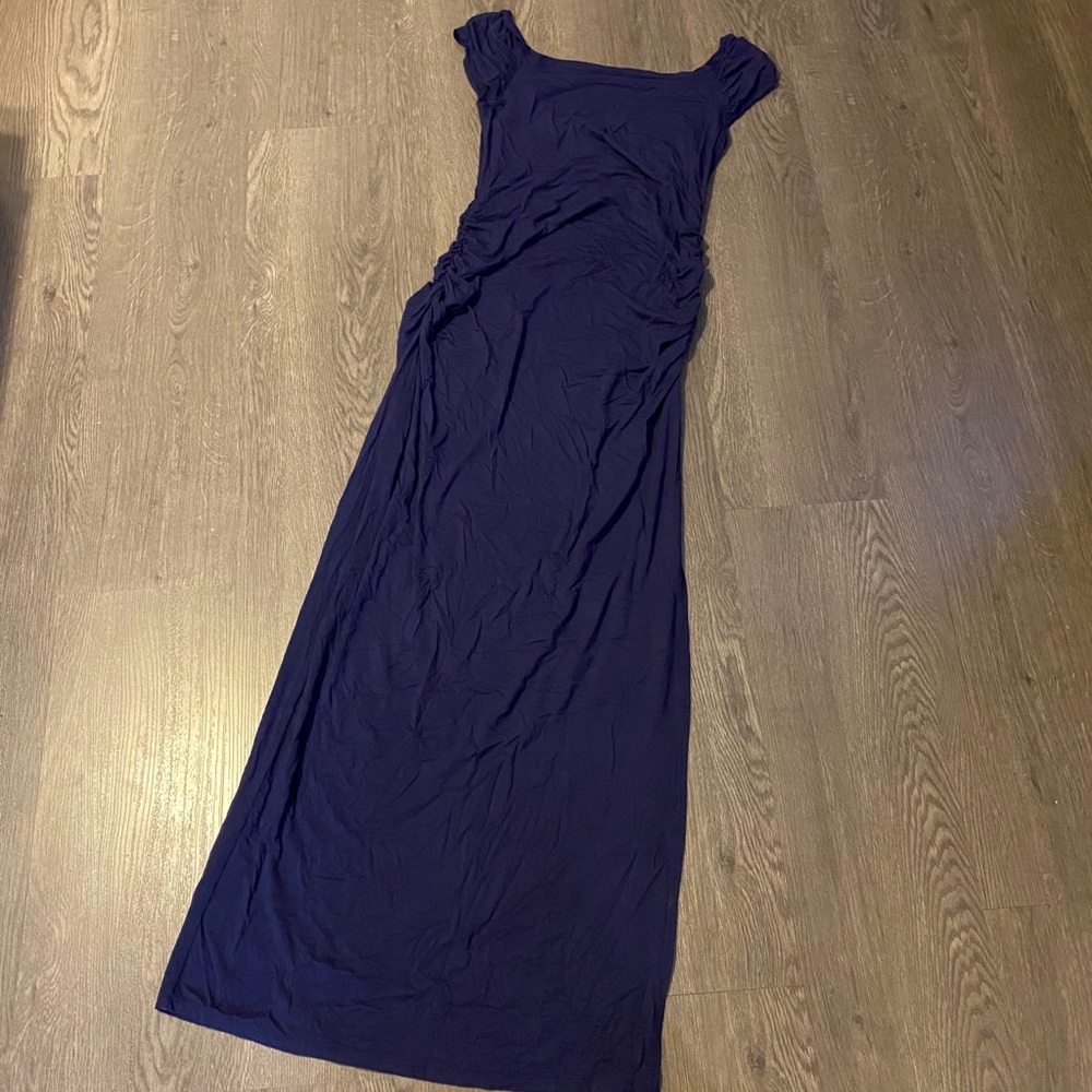 Navy Blue Off the Shoulder Maternity Gown